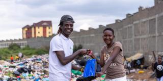 Lawrence Ochieng distributing PPE