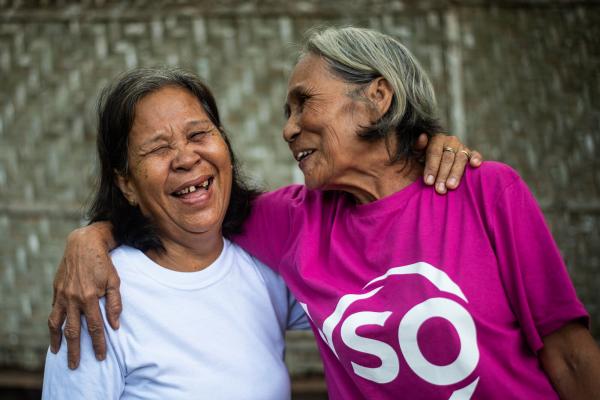 Volunteers hugging