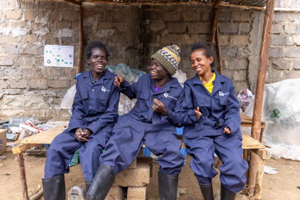 Female waste pickers in PPE